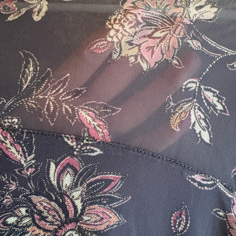 Maurices Floral Mesh Mock Neck Blouse - Picture 7 of 8